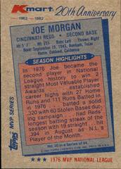 Back Of Card | Joe Morgan Baseball Cards 1982 Kmart