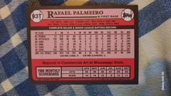 Back  | Rafael Palmeiro Baseball Cards 1989 Topps Traded Tiffany