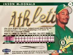Rear | Jason McDonald Baseball Cards 1998 Fleer Tradition