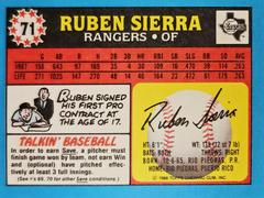 Back | Ruben Sierra Baseball Cards 1988 Topps U.K. Mini