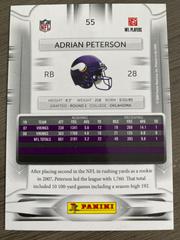 Reverse Side Of Corrected Card | Adrian Peterson Football Cards 2009 Playoff Prestige