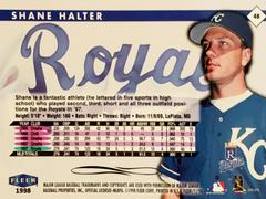 Rear | Shane Halter Baseball Cards 1998 Fleer Tradition