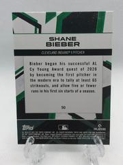 Back Of Card | Shane Bieber Baseball Cards 2021 Topps Fire