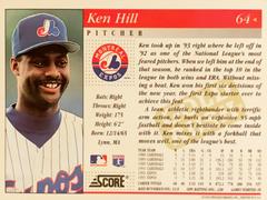 Rear | Ken Hill [Gold Rush] Baseball Cards 1994 Score
