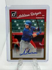 Addison Barger [Gold] Baseball Cards 2023 Panini Donruss Retro 1990 Signatures Prices