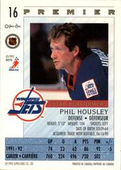 Back Of Card | Phil Housley Hockey Cards 1992 O-Pee-Chee Premier Star Performers