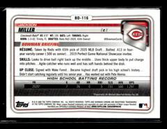 Back | Jackson Miller Baseball Cards 2020 Bowman Draft Chrome