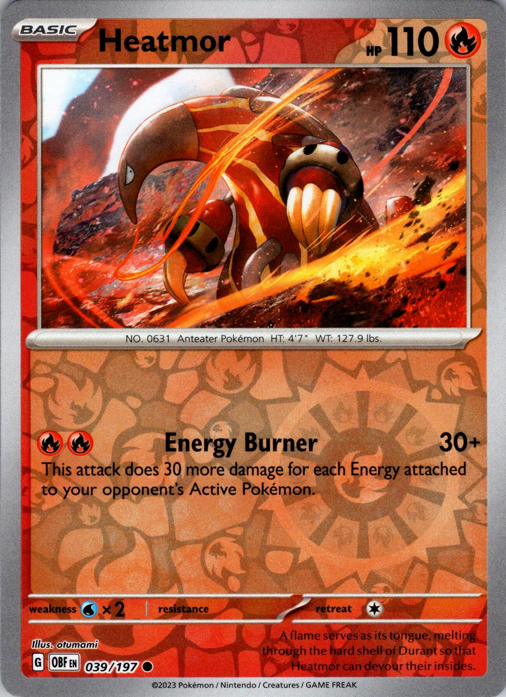 Heatmor [Reverse Holo] 39 Prices Pokemon Obsidian Flames Pokemon Cards