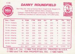 Back Side | Dan Roundfield Basketball Cards 1986 Star