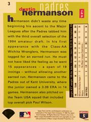 Rear | Dustin Hermanson Baseball Cards 1995 Collector's Choice Se