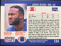 Back | Andre Rison [No Mention of Trade on Card Front] Football Cards 1990 Pro Set