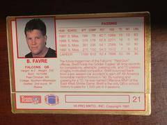 Reverse Of Card | Brett Favre Football Cards 1991 Action Packed Rookie Update 24KT Gold