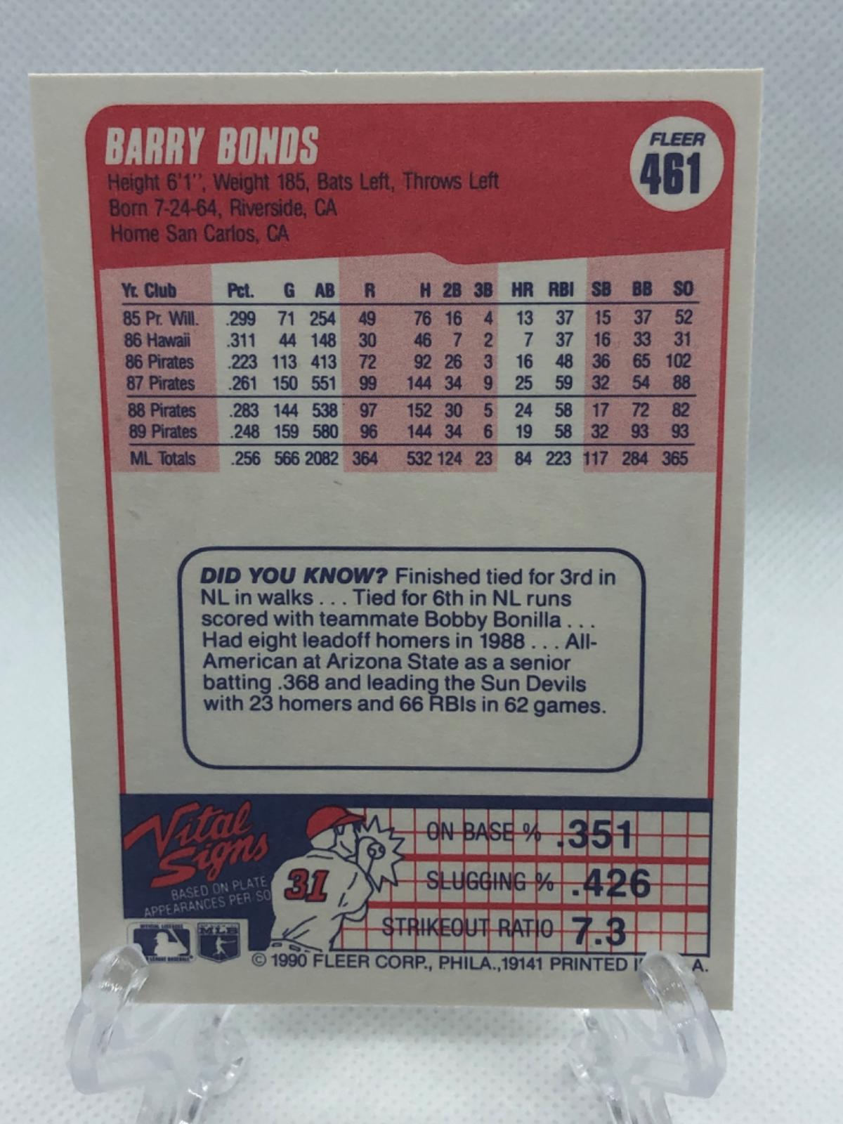 Barry Bonds #461 Prices | 1990 Fleer | Baseball Cards