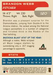 Rear | Brandon Webb Baseball Cards 2004 Bazooka
