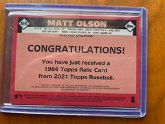 Back | Matt Olson Baseball Cards 2021 Topps 1986 Baseball 35th Anniversary Relics