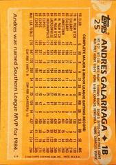 Back Of Card | Andres Galarraga Baseball Cards 1988 Topps