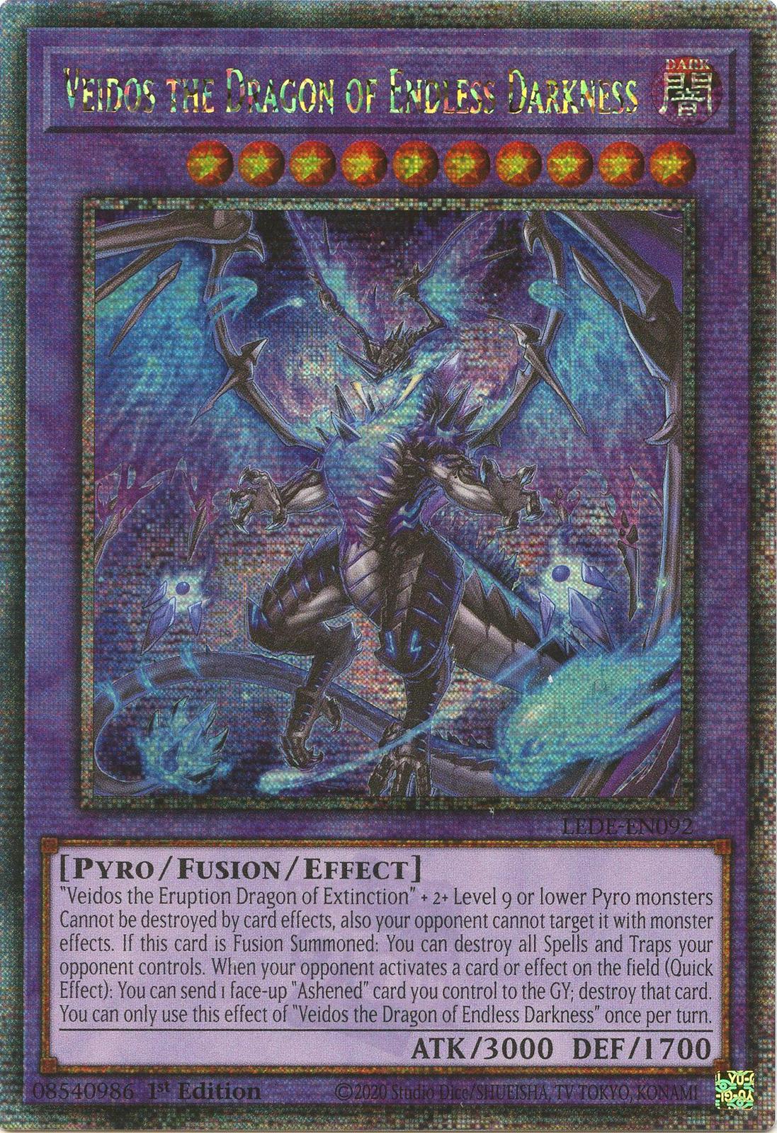 Veidos the Dragon of Endless Darkness [Quarter Century Secret Rare] LEDE-EN092 YuGiOh Legacy of Destruction