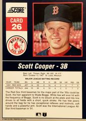 Rear | Scott Cooper Baseball Cards 1992 Score Impact Players