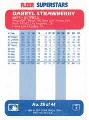Back | Darryl Strawberry Baseball Cards 1988 Fleer Superstars
