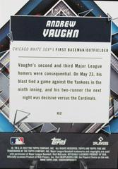 Back | Andrew Vaughn [Magenta] Baseball Cards 2022 Topps Fire