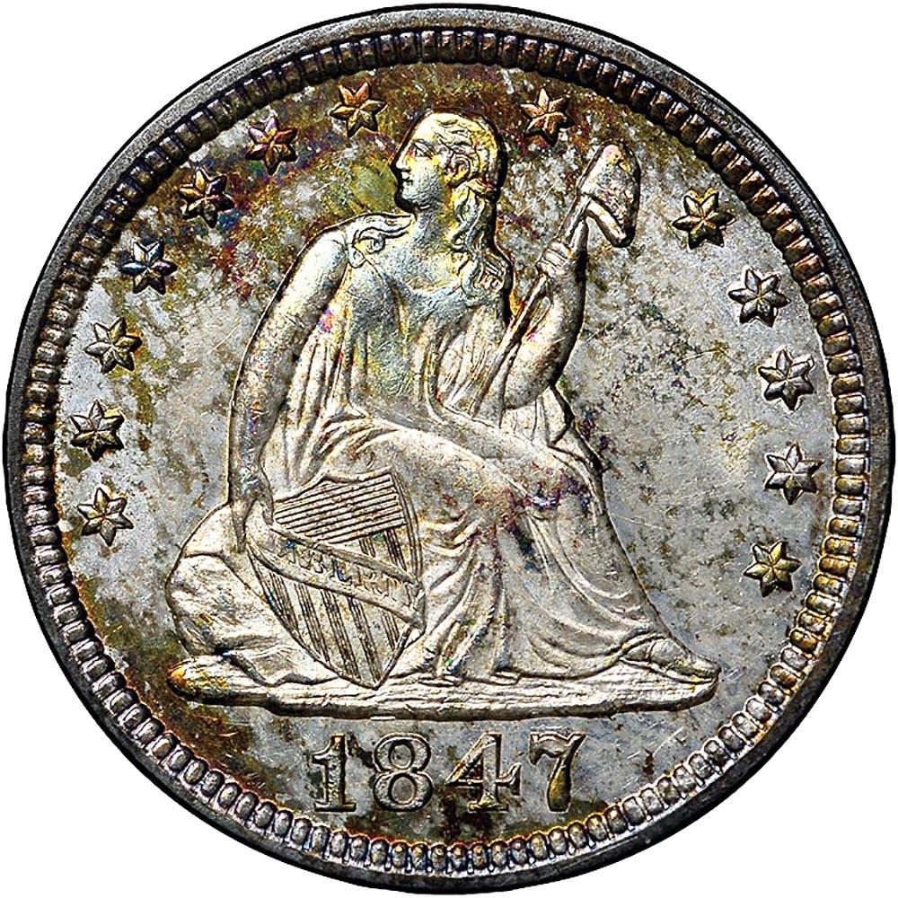 1847 Coins Seated Liberty Quarter