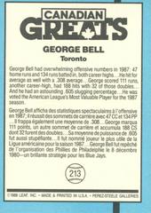 Reverse | George Bell Baseball Cards 1988 Leaf