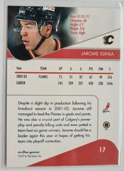 Backside | Jarome Iginla Hockey Cards 2003 ITG Toronto Star