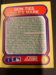 Don Ties Dale’s Mark #3 Baseball Cards 1988 Score Magic Motion Great Moments in Baseball Prices