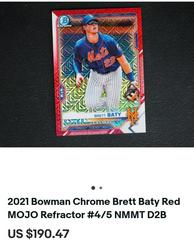Sold EBay Listing | Brett Baty [Red Refractor Mega Box Mojo] Baseball Cards 2021 Bowman Chrome Prospects