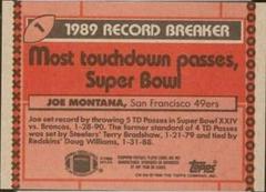 Back Card | Joe Montana [Disclaimer Back] Football Cards 1990 Topps