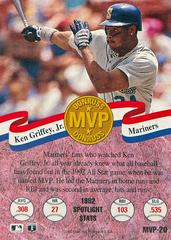 Card Back | Ken Griffey Jr Baseball Cards 1993 Panini Donruss Mvps