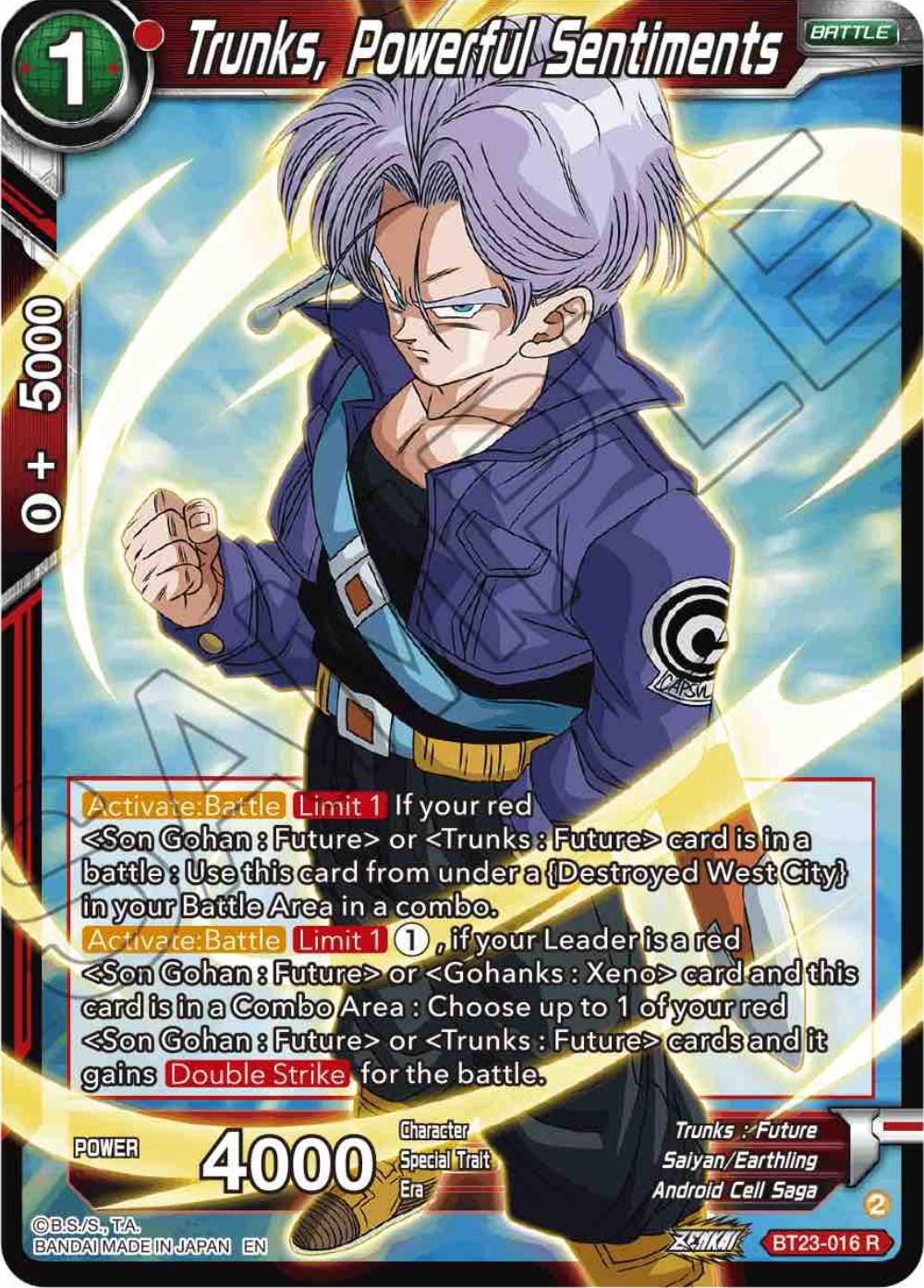 Trunks, Powerful Sentiments BT23-016 Dragon Ball Super Perfect Combination