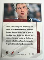 Backside | Patrick Roy [Foil] Hockey Cards 2003 ITG Toronto Star