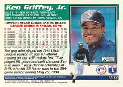 Card Back | Ken Griffey Jr. Baseball Cards 1995 Topps