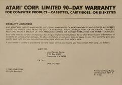 Included Warranty Card  | Centipede Atari 7800