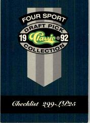 Checklist [Cards 299 to 325] #325 Football Cards 1992 Classic 4 Sport Prices