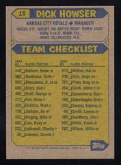 Back | Dick Howser Baseball Cards 1987 Topps