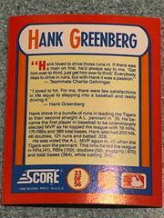 Hank Greenberg Baseball Cards 1990 Score the MVP's Prices
