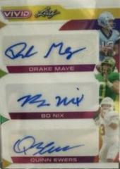 Drake Maye, Bo Nix, Quinn Ewers [Prismatic White] #CT-14 Football Cards 2023 Leaf Vivid Autographs Colorful Trios Prices