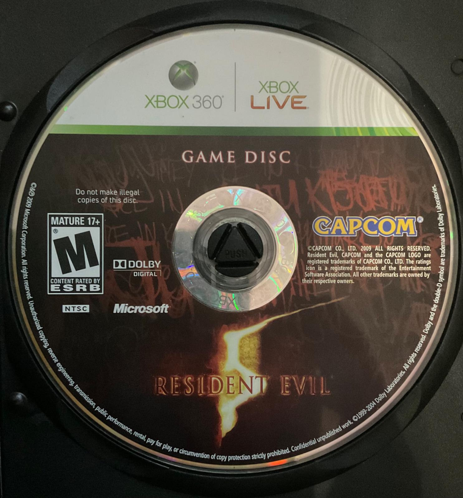 Resident Evil 5
  Got this for like $5 at 2nd & Charles. NO cover NO manual this SUCKS