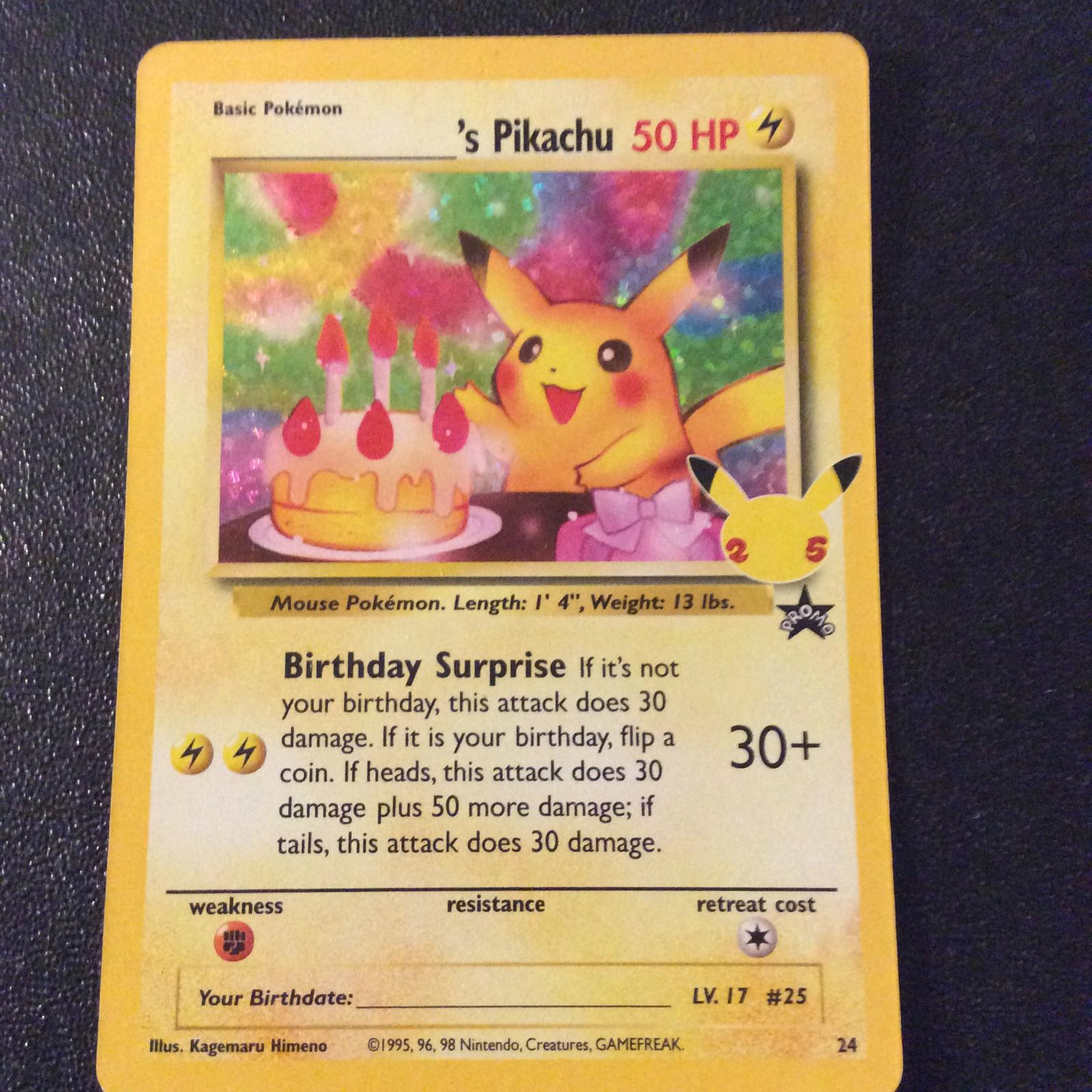 Birthday Pikachu Ungraded Pokemon Promo