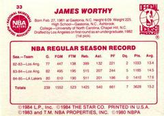 Back Side | James Worthy Basketball Cards 1986 Star