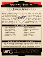 Rear | Los Angeles Dodgers Baseball Cards 1999 Upper Deck Victory