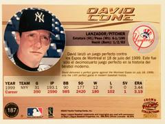 Rear | David Cone Baseball Cards 2000 Pacific Crown Collection
