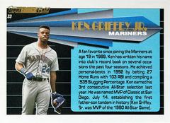 Card Back | Ken Griffey Jr. Baseball Cards 1993 Topps Black Gold