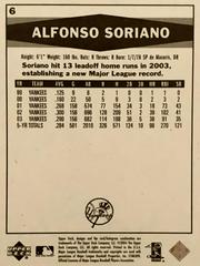 Rear | Alfonso Soriano Baseball Cards 2004 Upper Deck Vintage