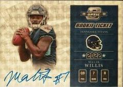Malik Willis [2002 Throwback Autograph Gold Vinyl] #02TR-MW Football Cards 2022 Panini Contenders Optic Throwback Rookie Autographs Prices
