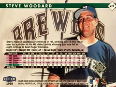 Rear | Steve Woodard Baseball Cards 1998 Fleer Tradition