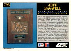 Back Of Card | Jeff Bagwell Baseball Cards 1992 Score
