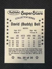  Back | Buddy Bell Baseball Cards 1986 True Value Perforated